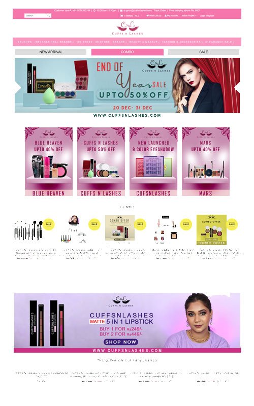 Cuffs N Lashes ecommerce supporting screenshot