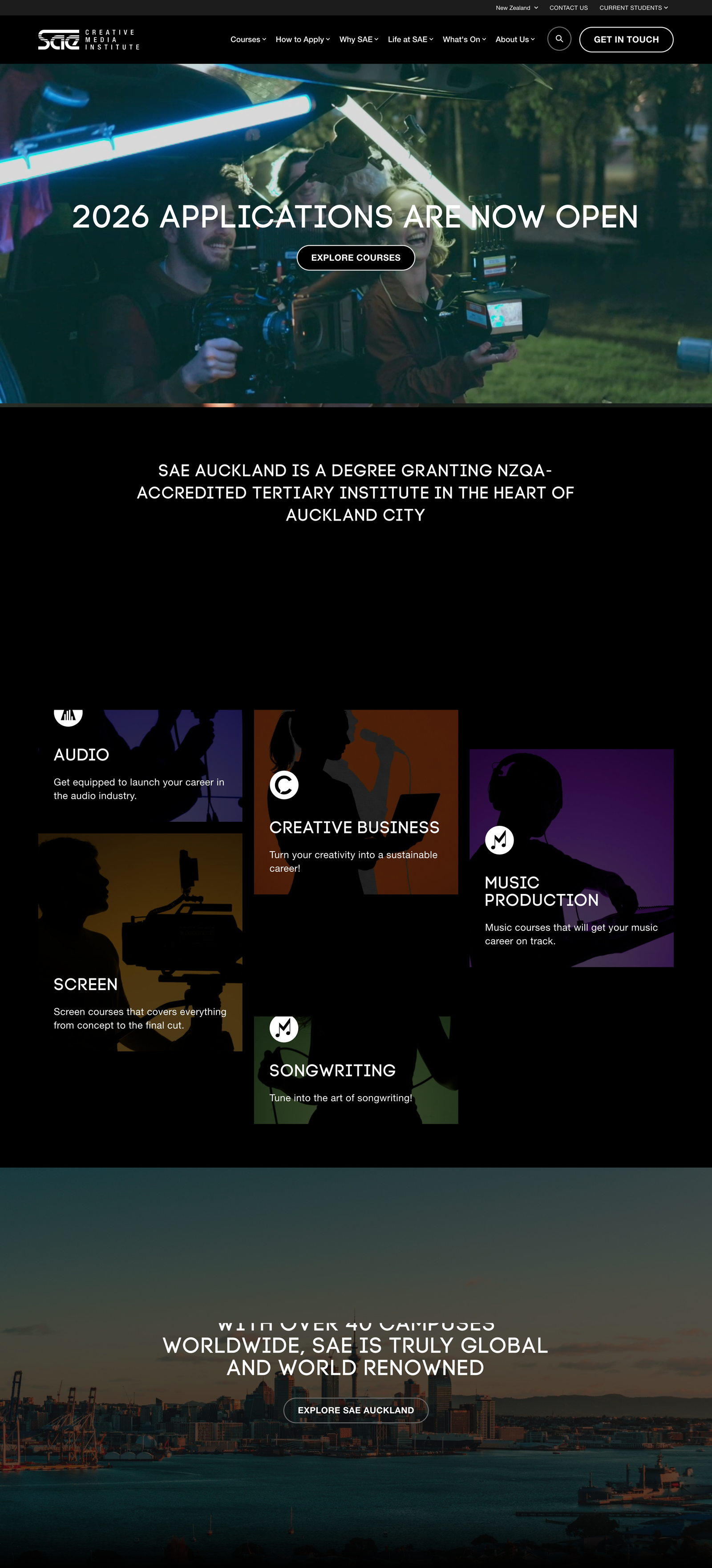 Full-page snapshot of www.sae.ac.nz