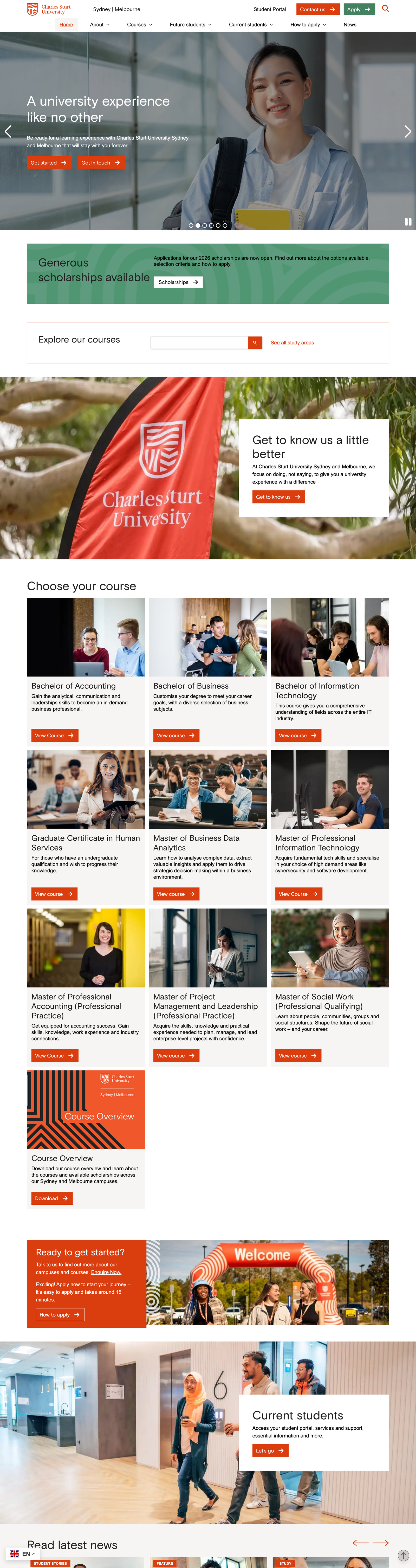 Full-page snapshot of sydneymelbourne.csu.edu.au