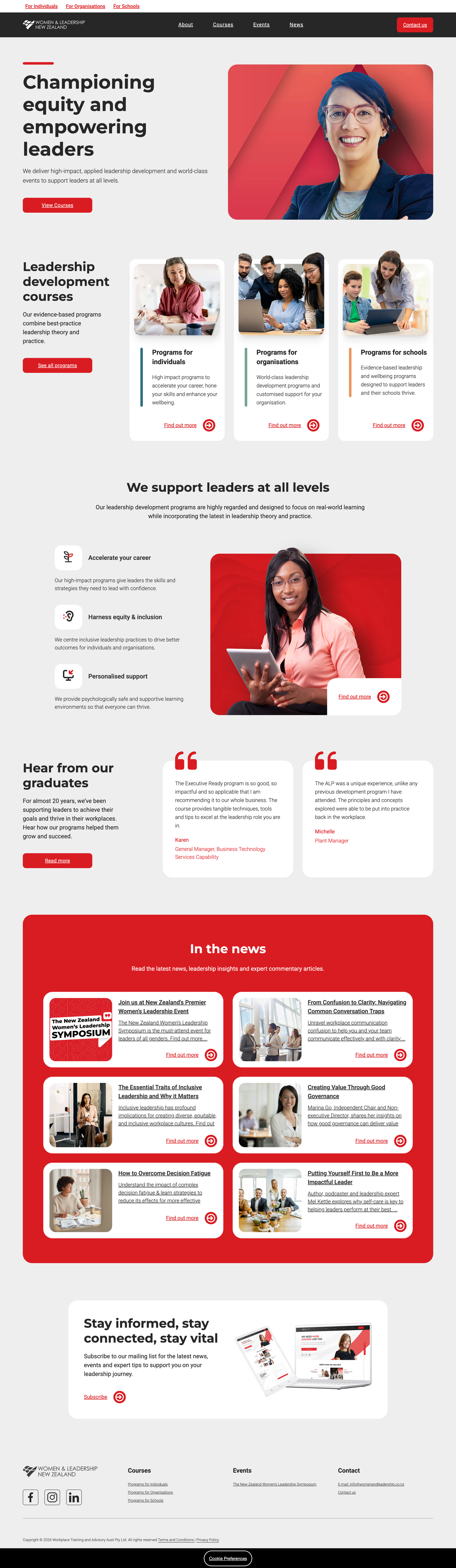 Full-page snapshot of www.womenandleadership.co.nz